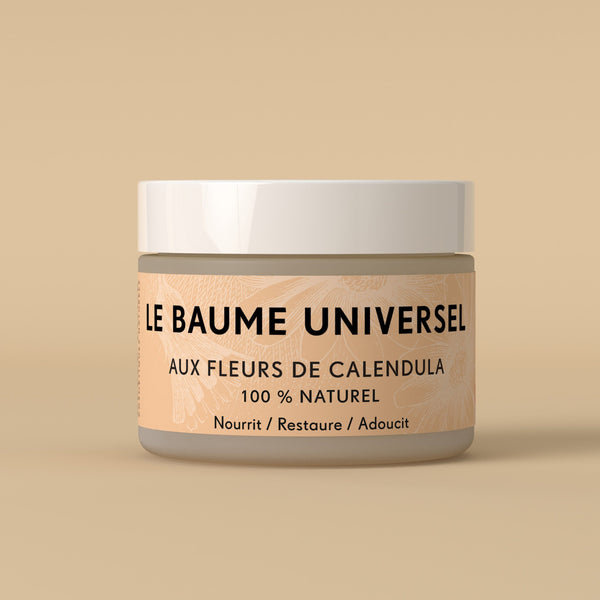 baume universel sans allergènes BELLE LUCE naturel 100% yuka pot en verre opaque avec ecrit baume universel belle luce 